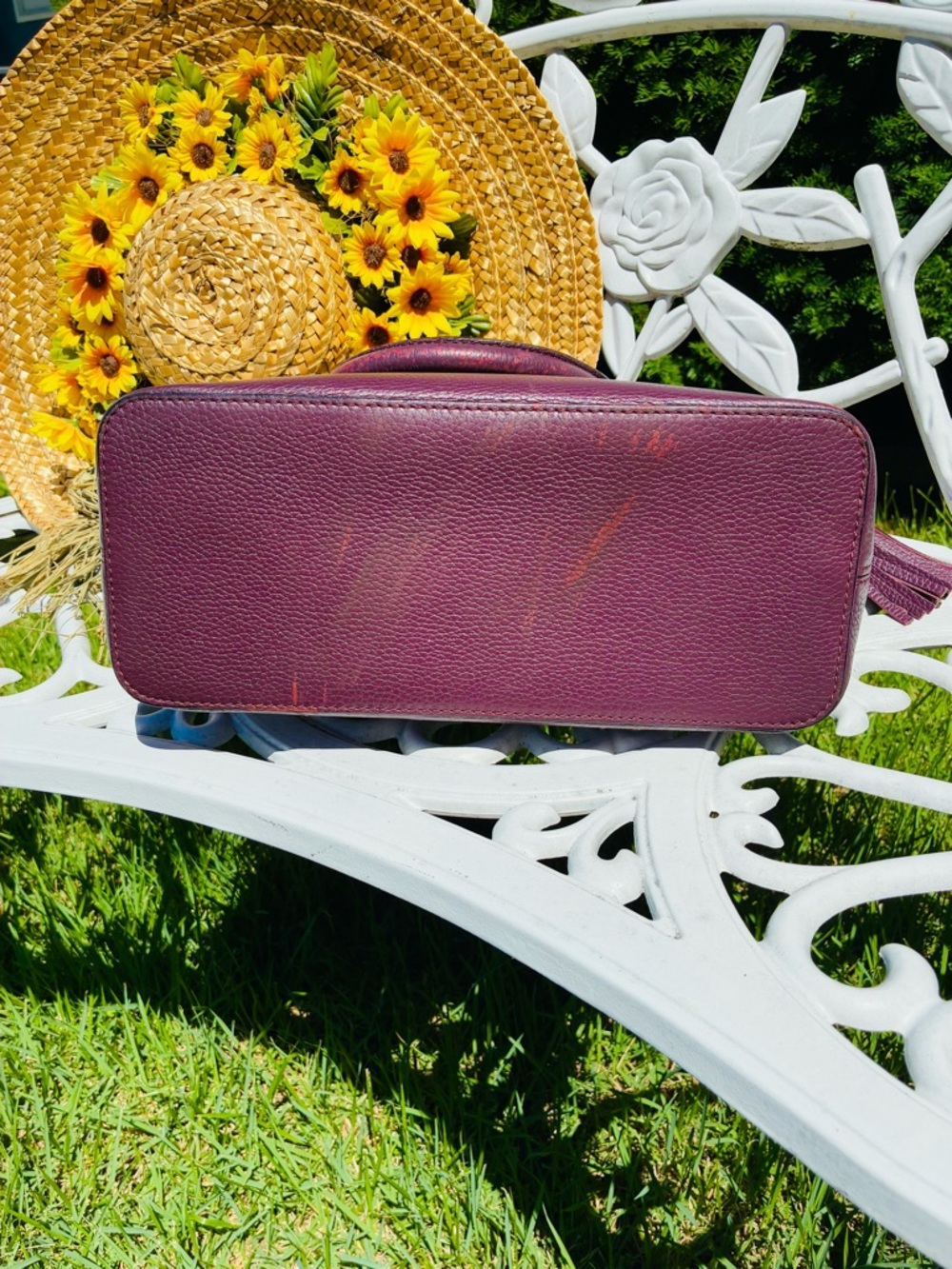 Kate Spade Plum Pebbled Leather Dome Satchel with Tassel - Picture 9 of 12